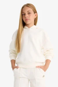 DeFacto Relax Fit Hooded Basic Plain Sweatshirt Girl