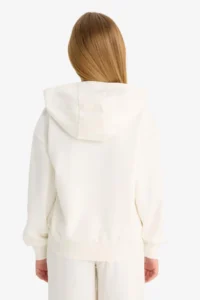 DeFacto Relax Fit Hooded Basic Plain Sweatshirt Girl - Image 6