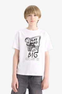 DeFacto Crew Neck Printed Short Sleeve T-Shirt Boy - Image 4