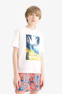 DeFacto Crew Neck Printed Short Sleeve T-Shirt Boy - Image 4