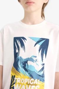 DeFacto Crew Neck Printed Short Sleeve T-Shirt Boy - Image 6