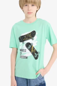 DeFacto Crew Neck Printed Short Sleeve T-Shirt Boy