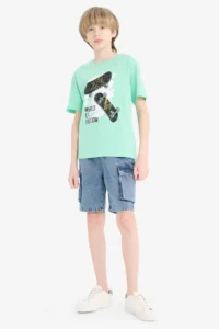 DeFacto Crew Neck Printed Short Sleeve T-Shirt Boy - Image 2