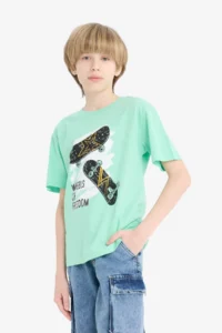 DeFacto Crew Neck Printed Short Sleeve T-Shirt Boy - Image 3