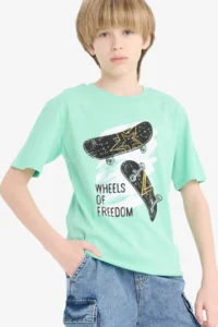 DeFacto Crew Neck Printed Short Sleeve T-Shirt Boy - Image 4