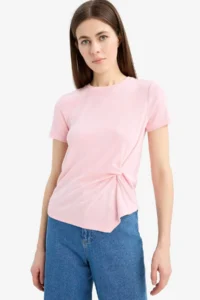 DeFacto Slim Fit Narrow Cut Crew Neck Ribbed Short Sleeve T-Shirt