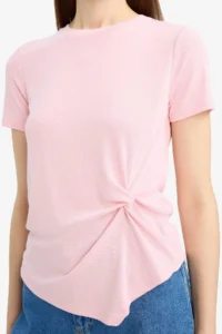 DeFacto Slim Fit Narrow Cut Crew Neck Ribbed Short Sleeve T-Shirt - Image 4