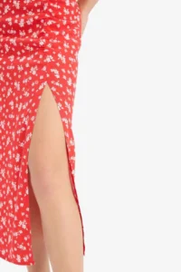 DeFacto A-Line Floral Patterned High Waist Slit Midi Skirt - Image 6