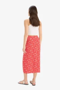 DeFacto A-Line Floral Patterned High Waist Slit Midi Skirt - Image 7