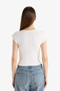 DeFacto Slim Fit Crew Neck Basic Plain Modal Short Sleeve T-Shirt - Image 6