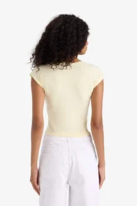 DeFacto Slim Fit Narrow Cut Crew Neck Basic Plain Modal Short Sleeve T-Shirt - Image 6