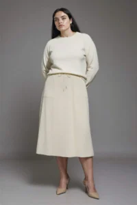 DeFacto Regular Fit Cargo Pocket Linen Blend Midi Skirt