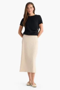 DeFacto Regular Fit Basic Plain Midi Skirt - Image 5