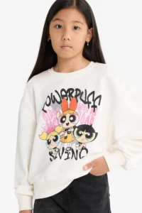 DeFacto PowerPuff Girls Oversize Wide Fit Crew Neck Sweatshirt Girls