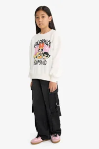DeFacto PowerPuff Girls Oversize Wide Fit Crew Neck Sweatshirt Girls - Image 2