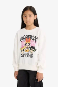DeFacto PowerPuff Girls Oversize Wide Fit Crew Neck Sweatshirt Girls - Image 3