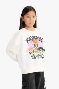 DeFacto PowerPuff Girls Oversize Wide Fit Crew Neck Sweatshirt Girls - Image 4