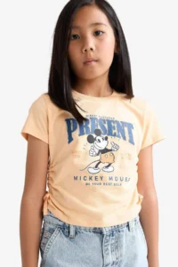 DeFacto Disney Mickey & Minnie Fitted Crew Neck Short Sleeve T-Shirt Girls
