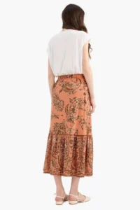 DeFacto Regular Fit Beli Lastikli Desenli Midi Etek - Image 7
