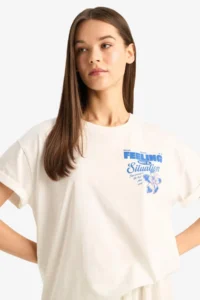 DeFacto 100% Cotton Oversized Back Printed T-Shirt - Image 5