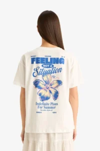 DeFacto 100% Cotton Oversized Back Printed T-Shirt - Image 6