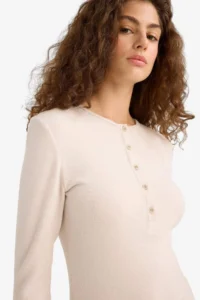 DeFacto Fitted Button Collar Long Sleeve T-Shirt - Image 3