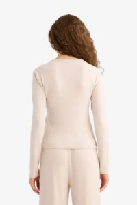 DeFacto Fitted Button Collar Long Sleeve T-Shirt - Image 4