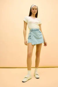 DeFacto Cool Fitted V-Neck Printed Ribbed Short Sleeve White T-Shirt - Image 2