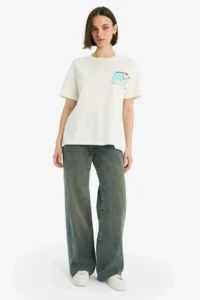 DeFacto Cool Oversize Wide Fit Crew Neck Printed Short Sleeve T-Shirt - Image 2