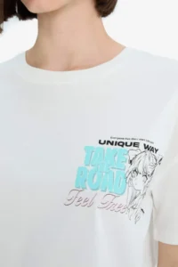 DeFacto Cool Oversize Wide Fit Crew Neck Printed Short Sleeve T-Shirt - Image 4