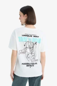 DeFacto Cool Oversize Wide Fit Crew Neck Printed Short Sleeve T-Shirt - Image 5