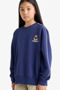 DeFacto Oversize Wide Fit Crew Neck Printed Sweatshirt Girl - Image 5