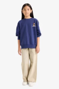 DeFacto Oversize Wide Fit Crew Neck Printed Sweatshirt Girl - Image 6