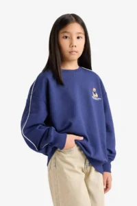 DeFacto Oversize Wide Fit Crew Neck Printed Sweatshirt Girl - Image 8