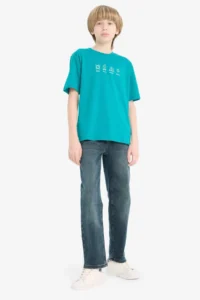 DeFacto Crew Neck Printed Short Sleeve T-Shirt Boy - Image 2