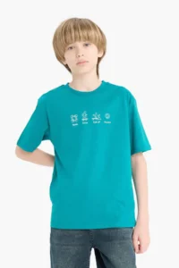 DeFacto Crew Neck Printed Short Sleeve T-Shirt Boy - Image 3