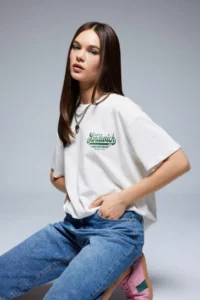 DeFacto Cool Oversize Wide Fit Crew Neck Back Printed Short Sleeve T-Shirt - Image 3