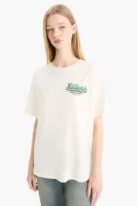 DeFacto Cool Oversize Wide Fit Crew Neck Back Printed Short Sleeve T-Shirt - Image 5