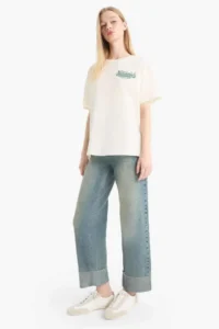 DeFacto Cool Oversize Wide Fit Crew Neck Back Printed Short Sleeve T-Shirt - Image 6