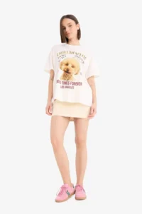 DeFacto Cool Oversize Wide Fit Crew Neck Printed Short Sleeve T-Shirt - Image 5