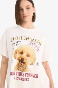 DeFacto Cool Oversize Wide Fit Crew Neck Printed Short Sleeve T-Shirt - Image 7