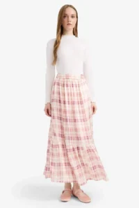 DeFacto Patterned Beli Elastic Satin Maxi Skirt - Image 2