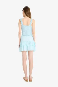 DeFacto Gingham Normal Waist Combed Cotton Lining Wrinkled Mini Skirt - Image 7