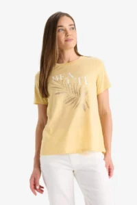 DeFacto Regular Fit Crew Neck Printed Short Sleeve T-Shirt - Image 3
