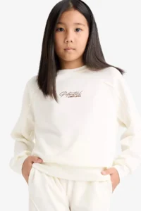 DeFacto Relax Fit Crew Neck Printed Modal Sweatshirt Girls - Image 4