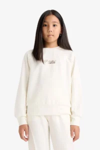 DeFacto Relax Fit Crew Neck Printed Modal Sweatshirt Girls - Image 6