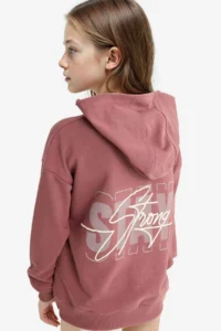 DeFacto Oversize Wide Fit Hooded Back Printed Sweatshirt Girl