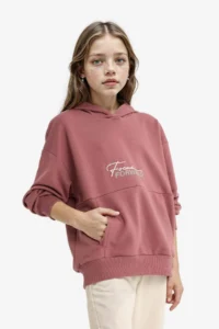 DeFacto Oversize Wide Fit Hooded Back Printed Sweatshirt Girl - Image 4