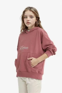 DeFacto Oversize Wide Fit Hooded Back Printed Sweatshirt Girl - Image 5