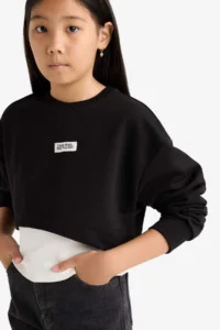 DeFacto Set of 2 Relax Fit Crew Neck Printed Sweatshirts Undershirt Girl Child - Image 5